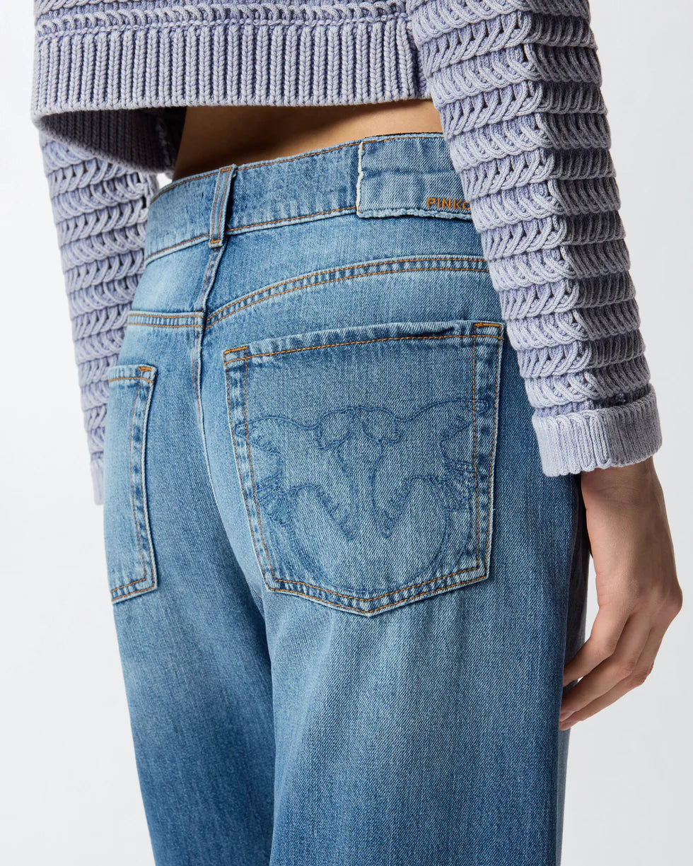 Jeans wide leg con scoloriture Pinko