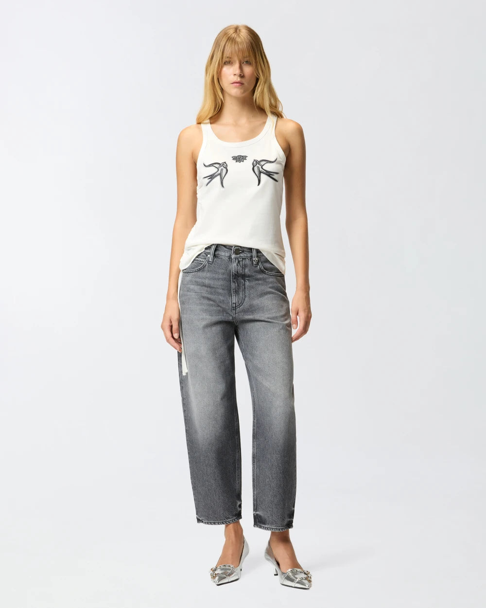 Jeans balloon in denim grigio Pinko