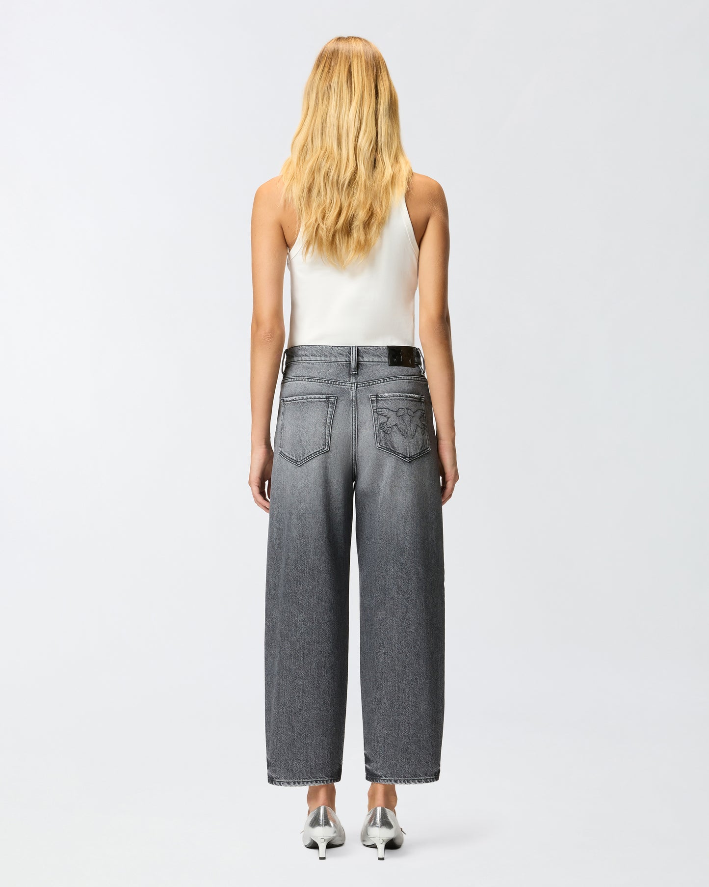 Jeans balloon in denim grigio Pinko