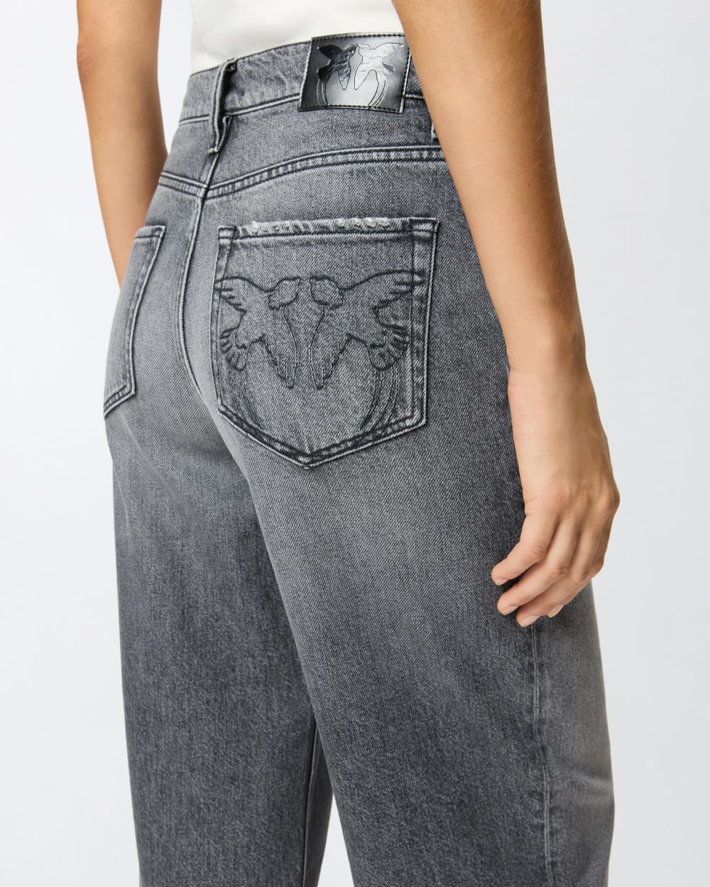 Jeans balloon in denim grigio Pinko