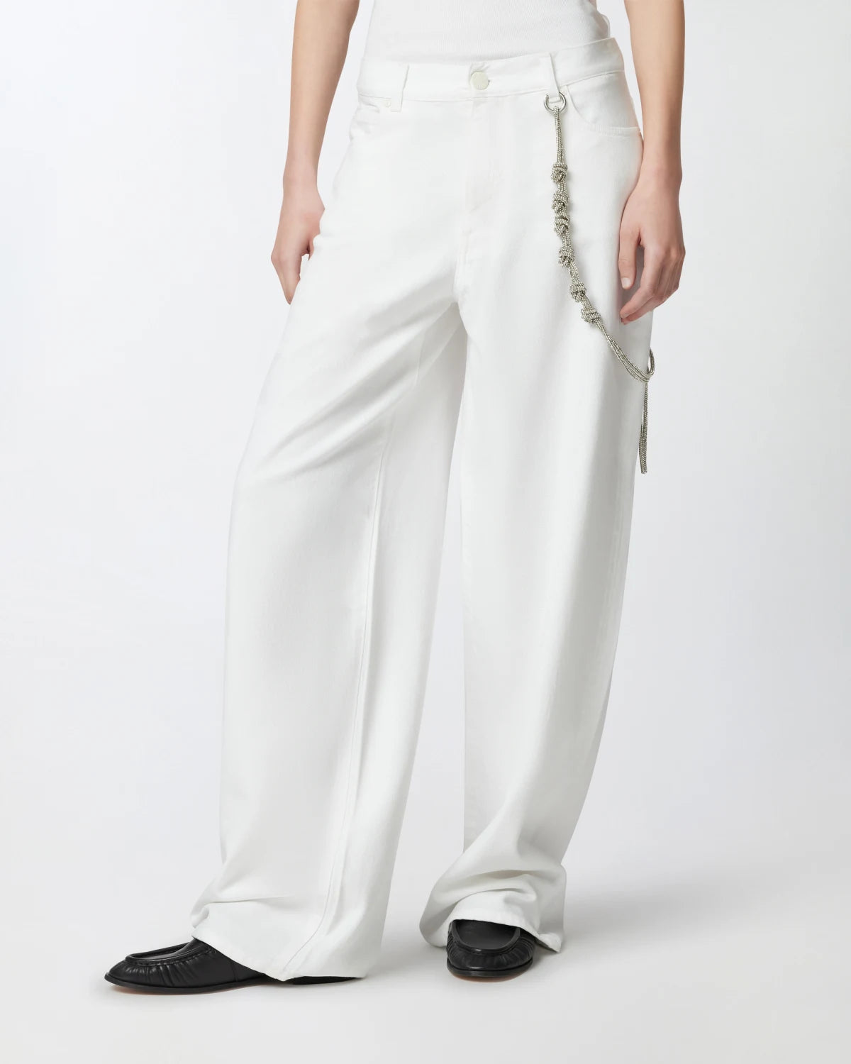 Pantaloni larghi loose fit con catena gioiello Pinko