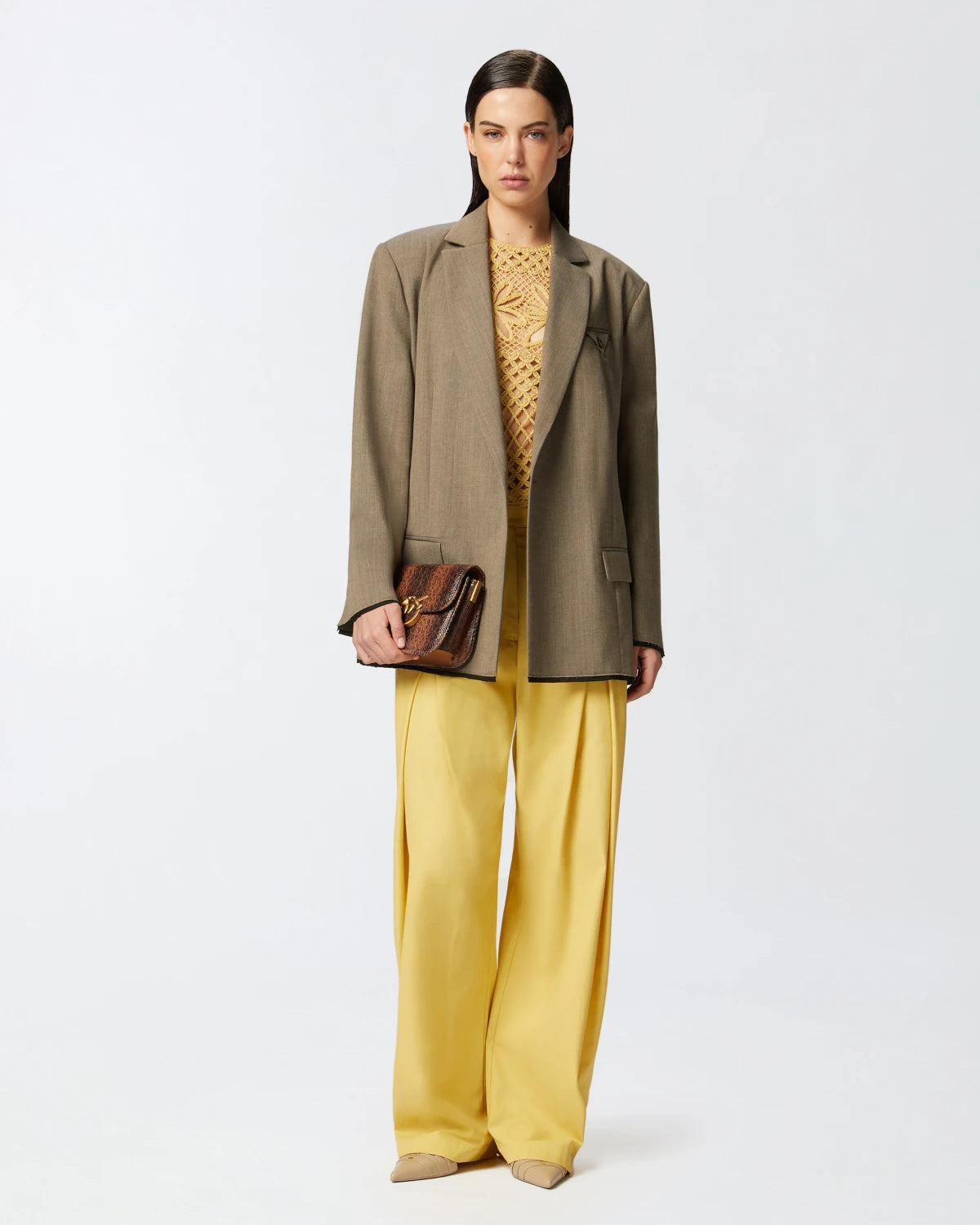 Pantaloni larghi con cinturini in vita Pinko