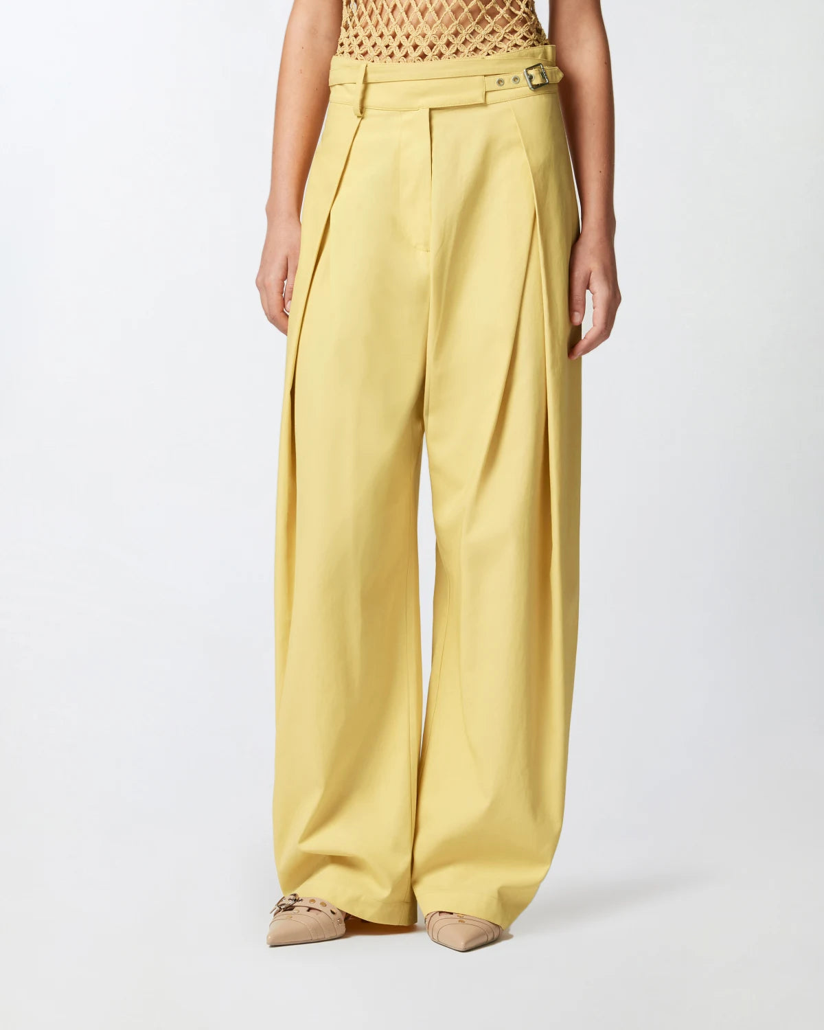 Pantaloni larghi con cinturini in vita Pinko