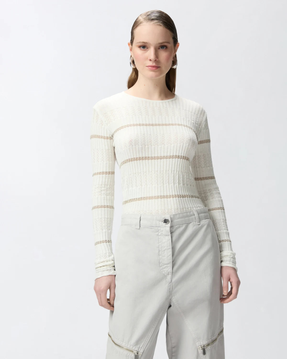 Maglia a costine con righe metallizzate Pinko