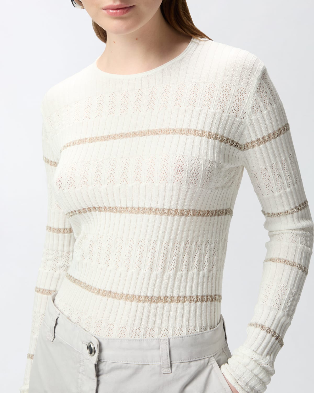 Maglia a costine con righe metallizzate Pinko