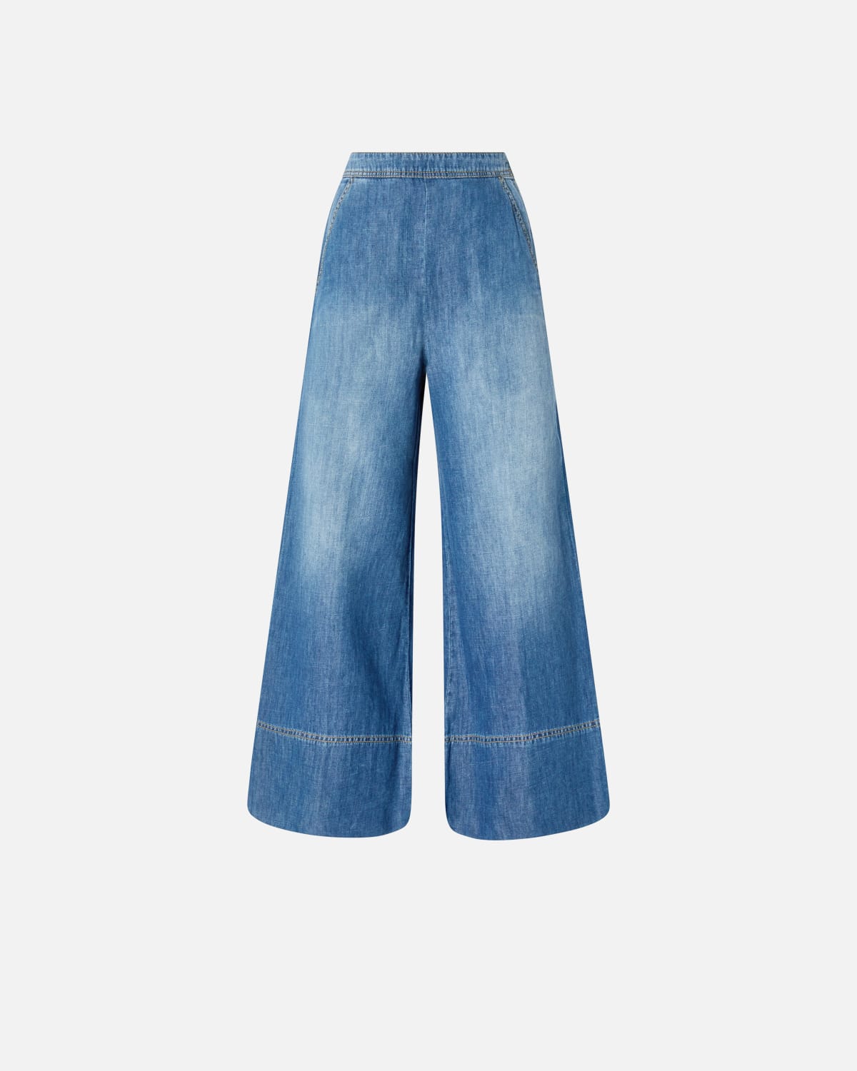 Jeans palazzo in denim misto lino Pinko
