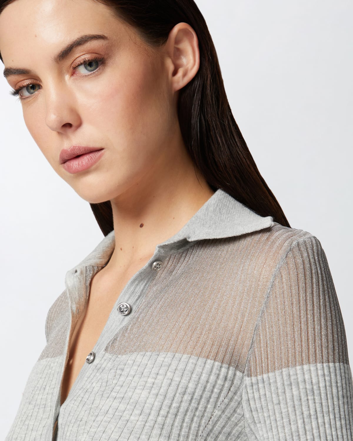 Maglia polo a maniche lunghe a costine Pinko