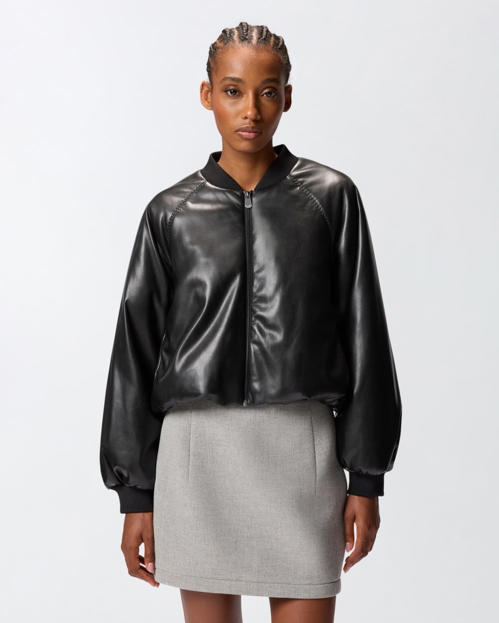 Bomber corto effetto pelle Pinko