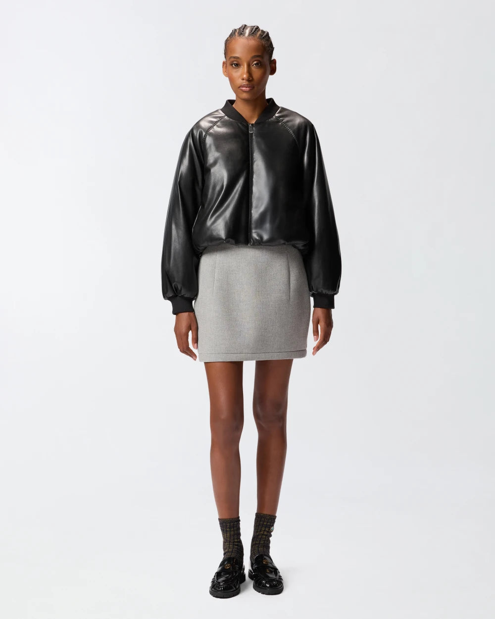 Bomber corto effetto pelle Pinko