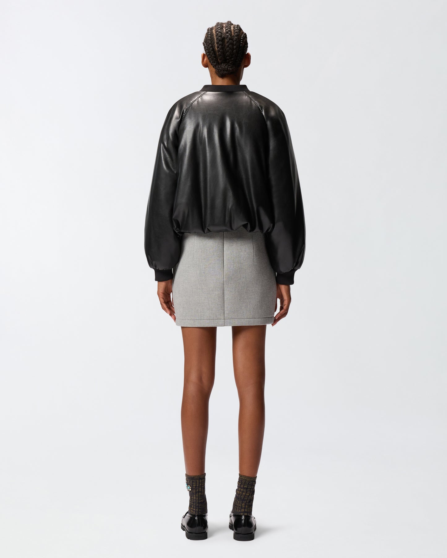 Bomber corto effetto pelle Pinko