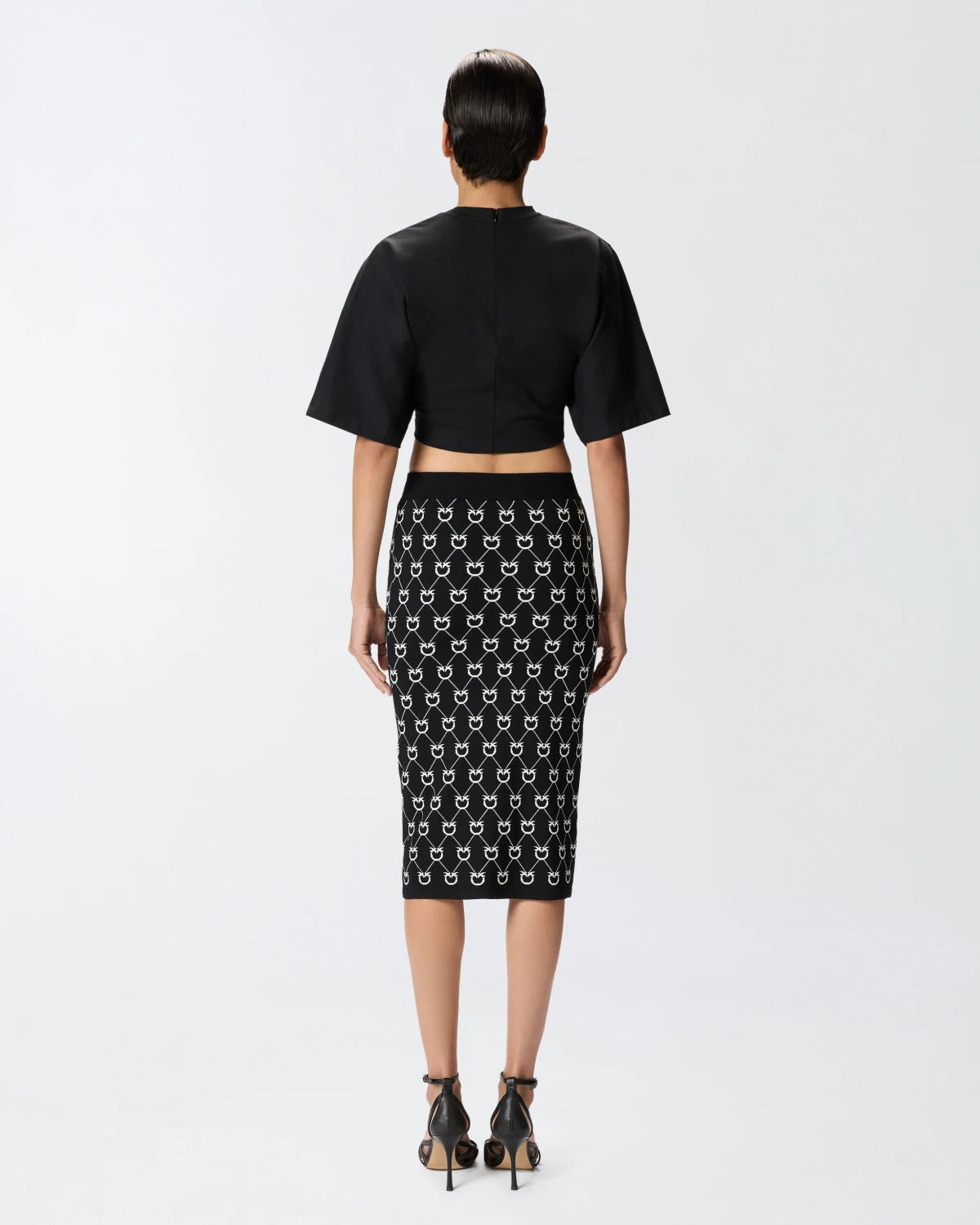 Gonna longuette in maglia Monogram Pinko