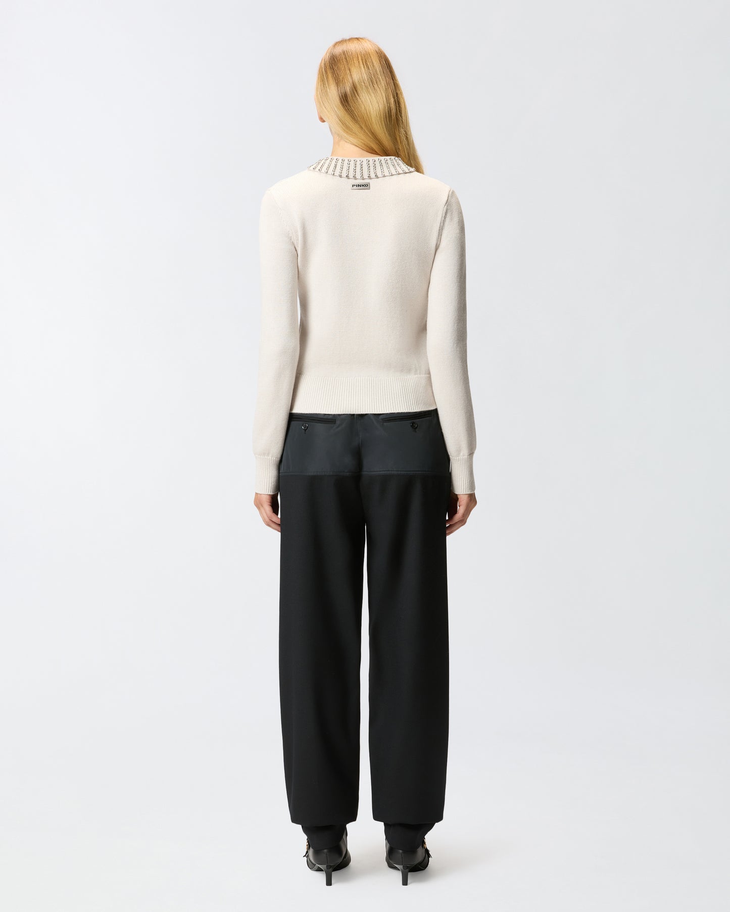 Maglia con colletto e strass Pinko