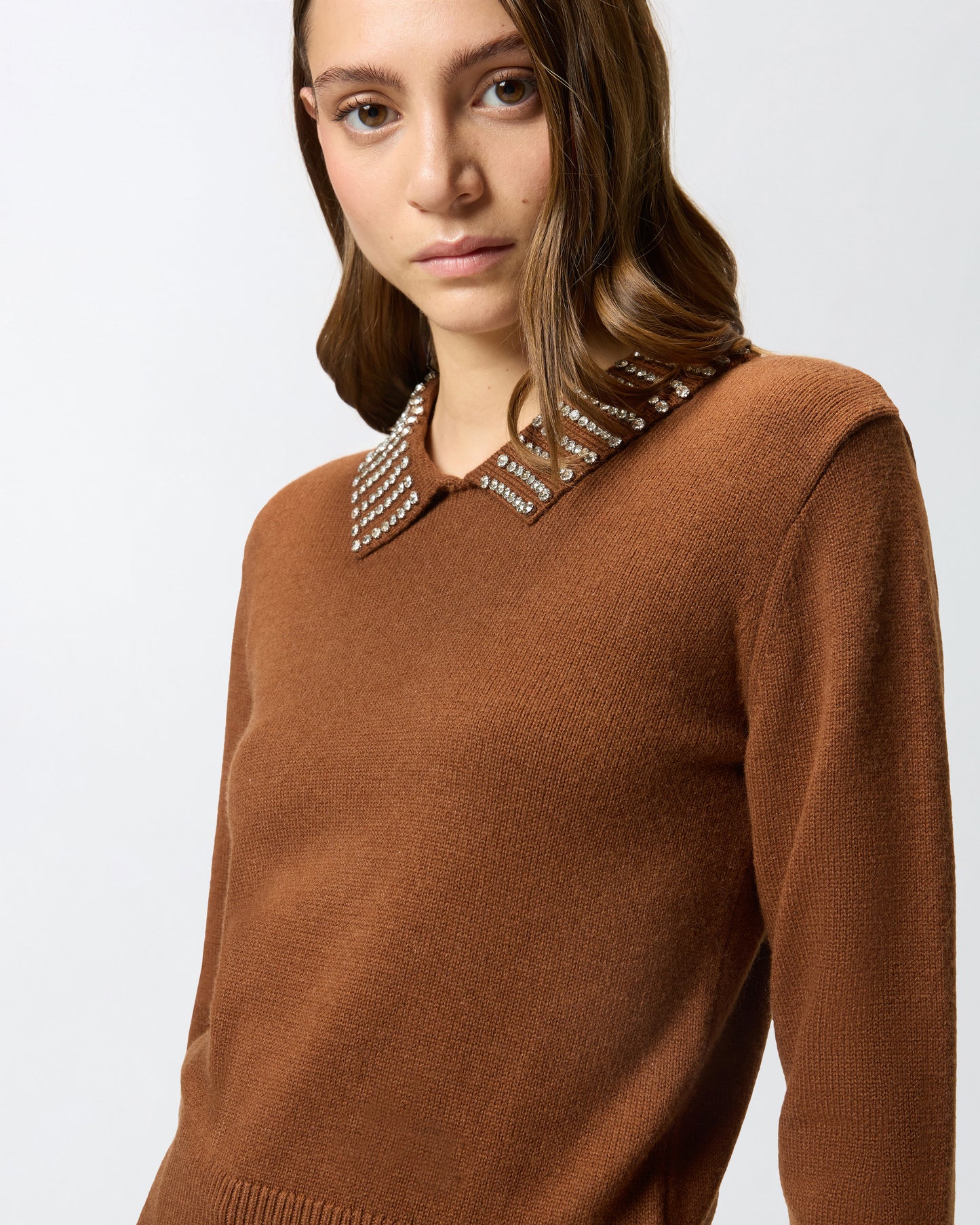 Maglia con colletto e strass Pinko
