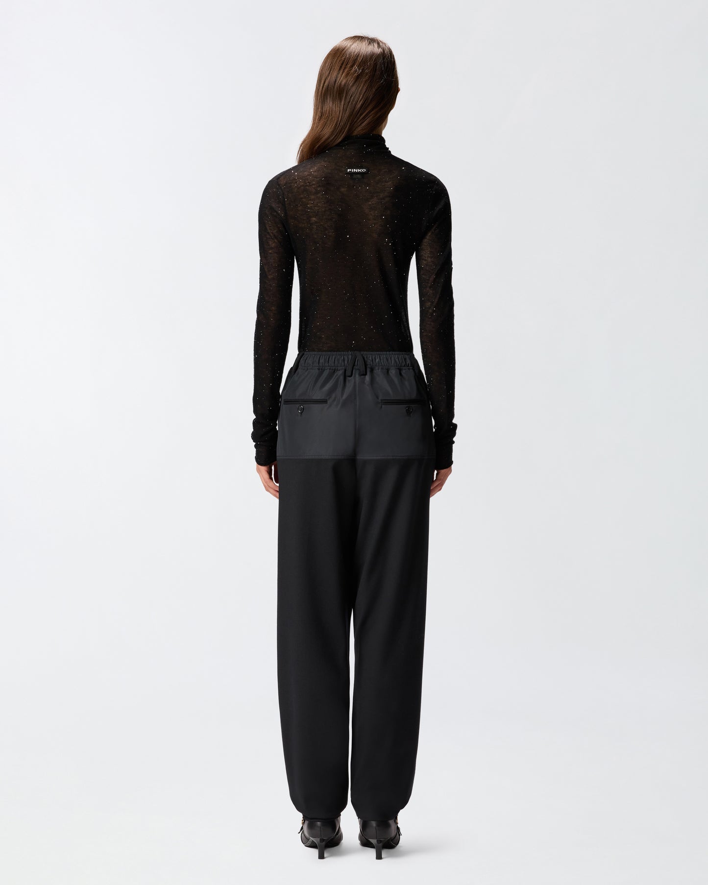 Maglia aderente a collo alto con micro paillettes Pinko