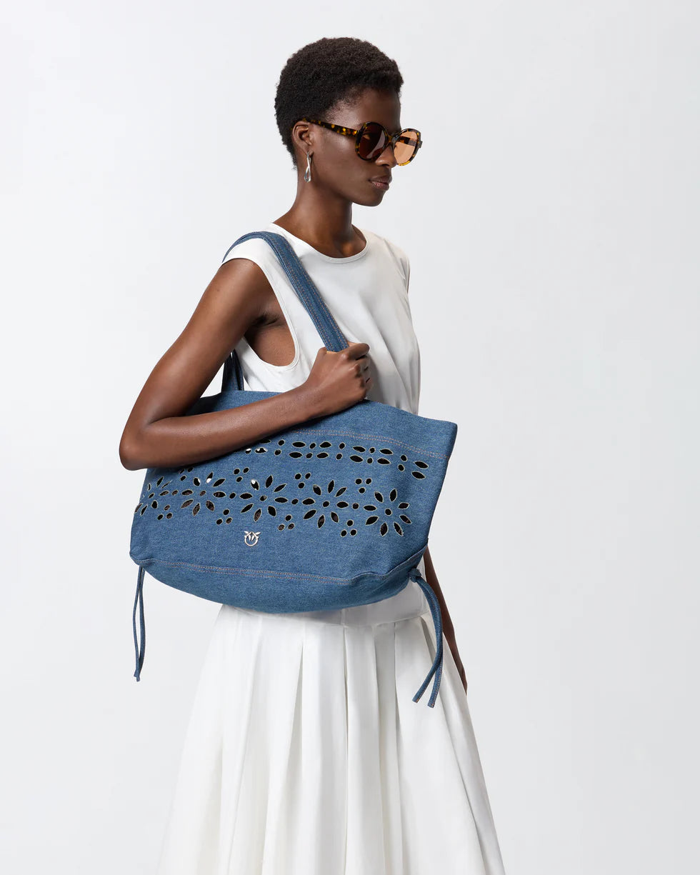 Borsa shopper media in denim sangallo Pinko