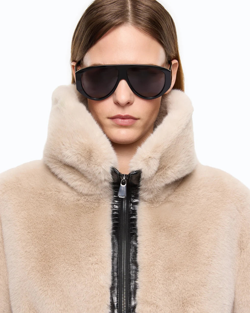 Bomber in tessuto effetto pelliccia Pinko