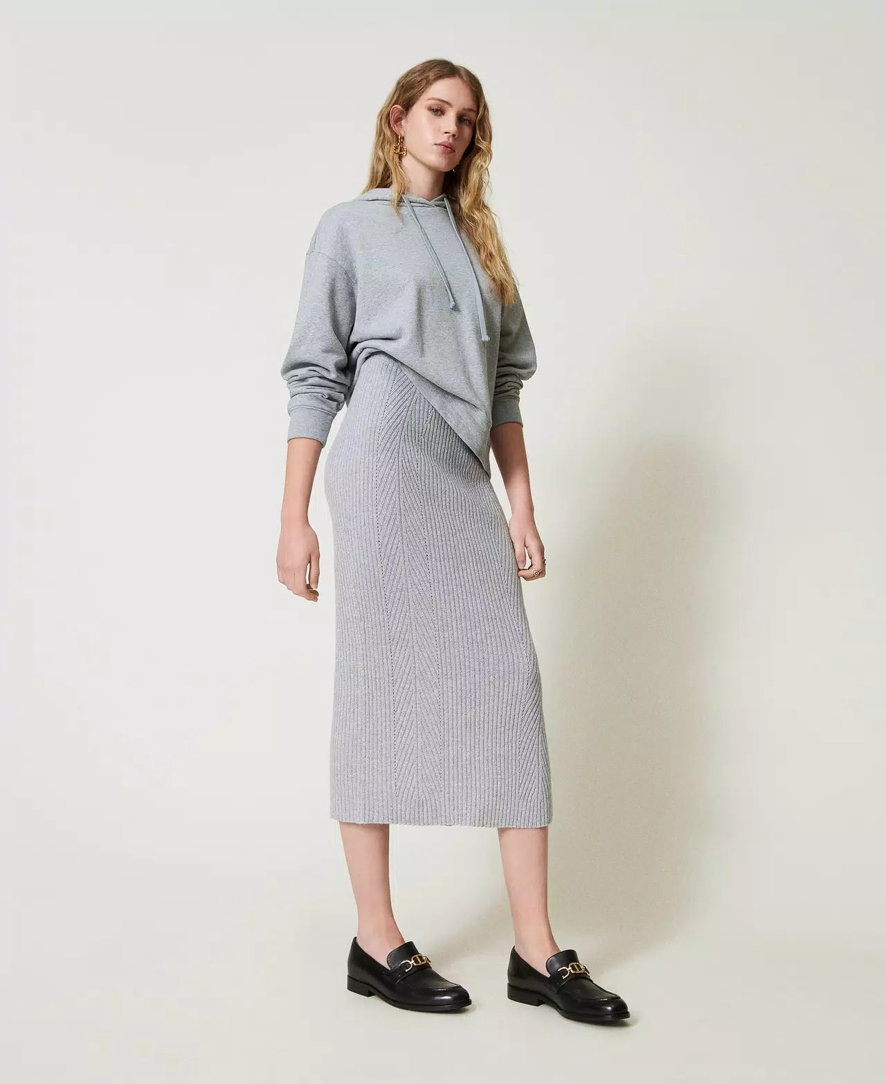 Gonna longuette in maglia misto lana e lurex Twinset