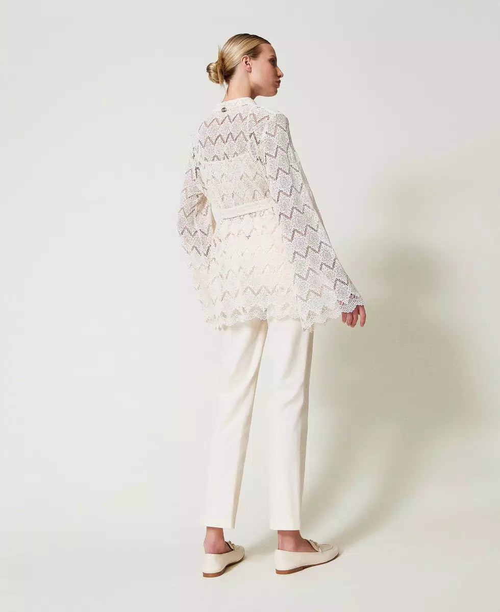 Pantaloni dritti in gabardine misto cotone Twinset