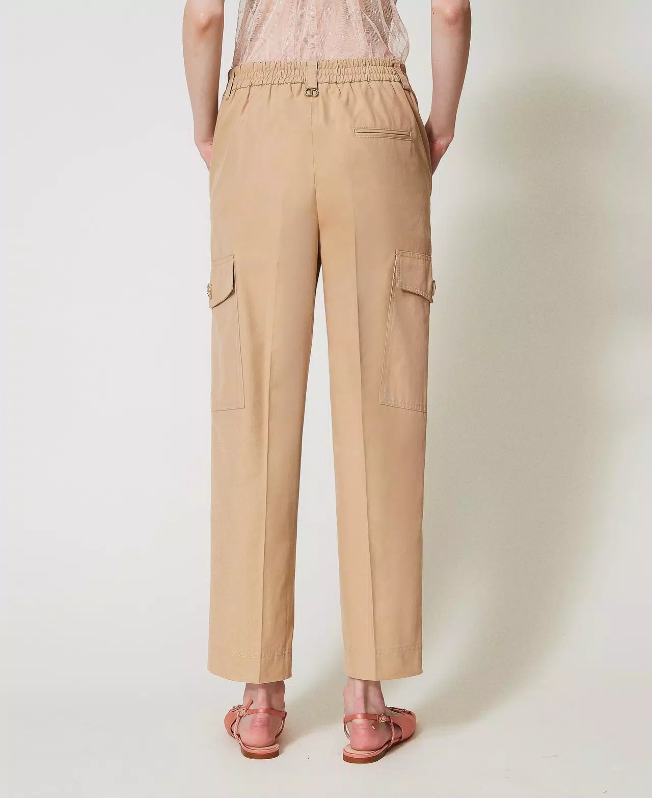 Pantaloni cargo in gabardine misto cotone Twinset
