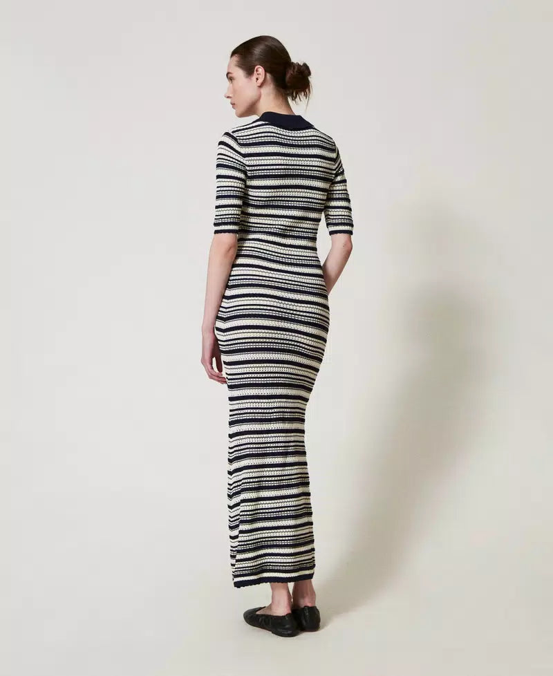 Abito lungo in maglia bicolore TwinSet