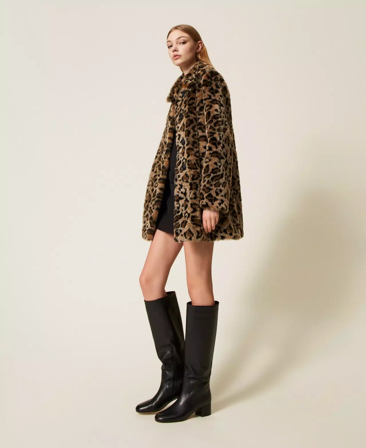 Cappotto in faux fur animalier TwinSet