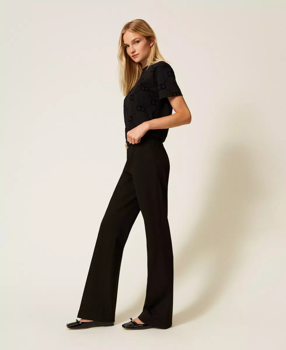 Pantaloni flare con fibbia Oval T TwinSet