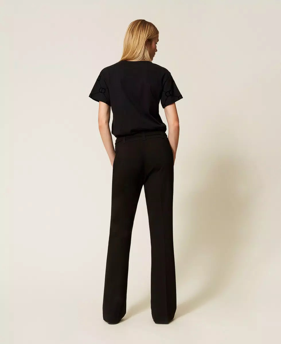 Pantaloni flare con fibbia Oval T TwinSet