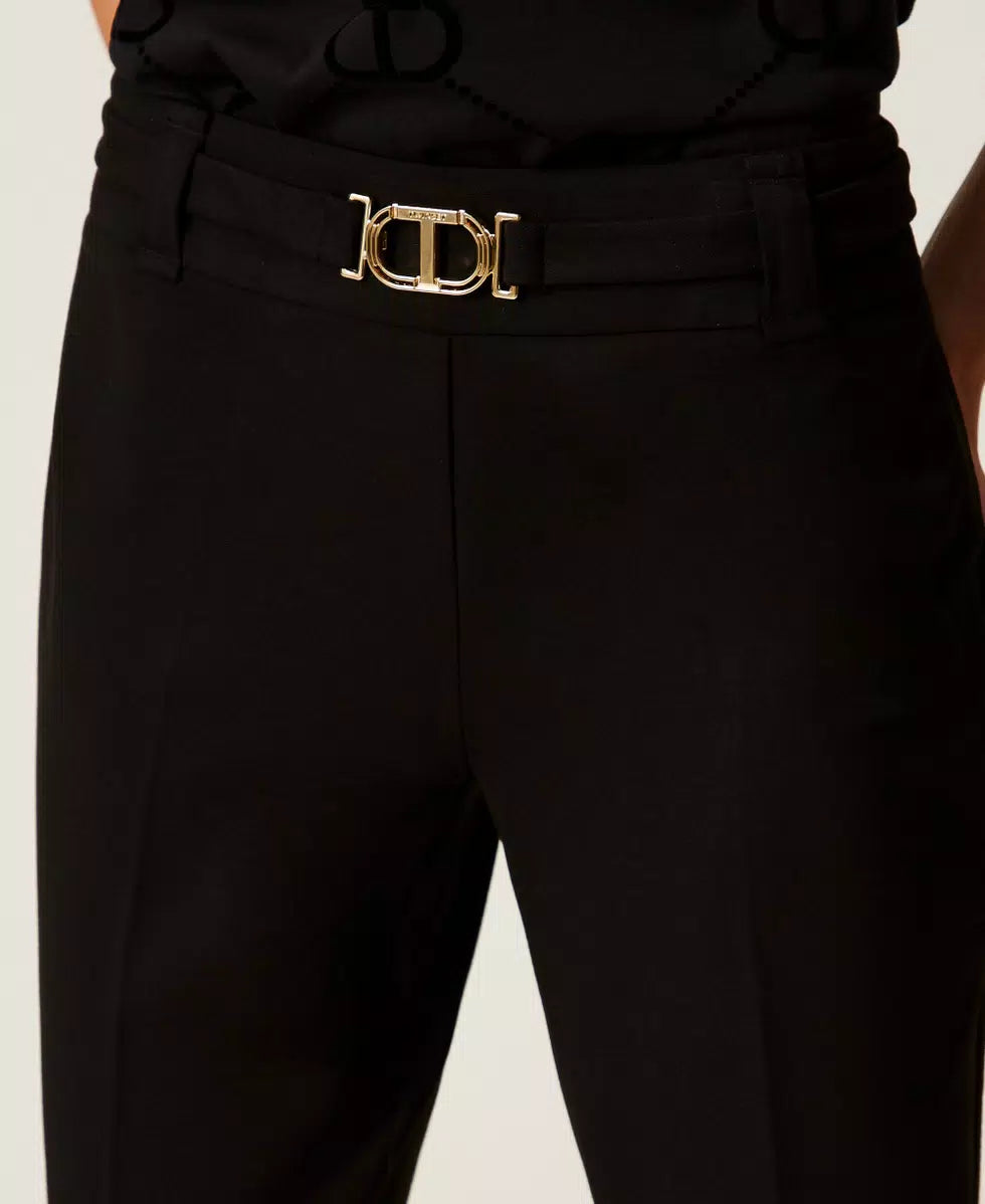 Pantaloni flare con fibbia Oval T TwinSet