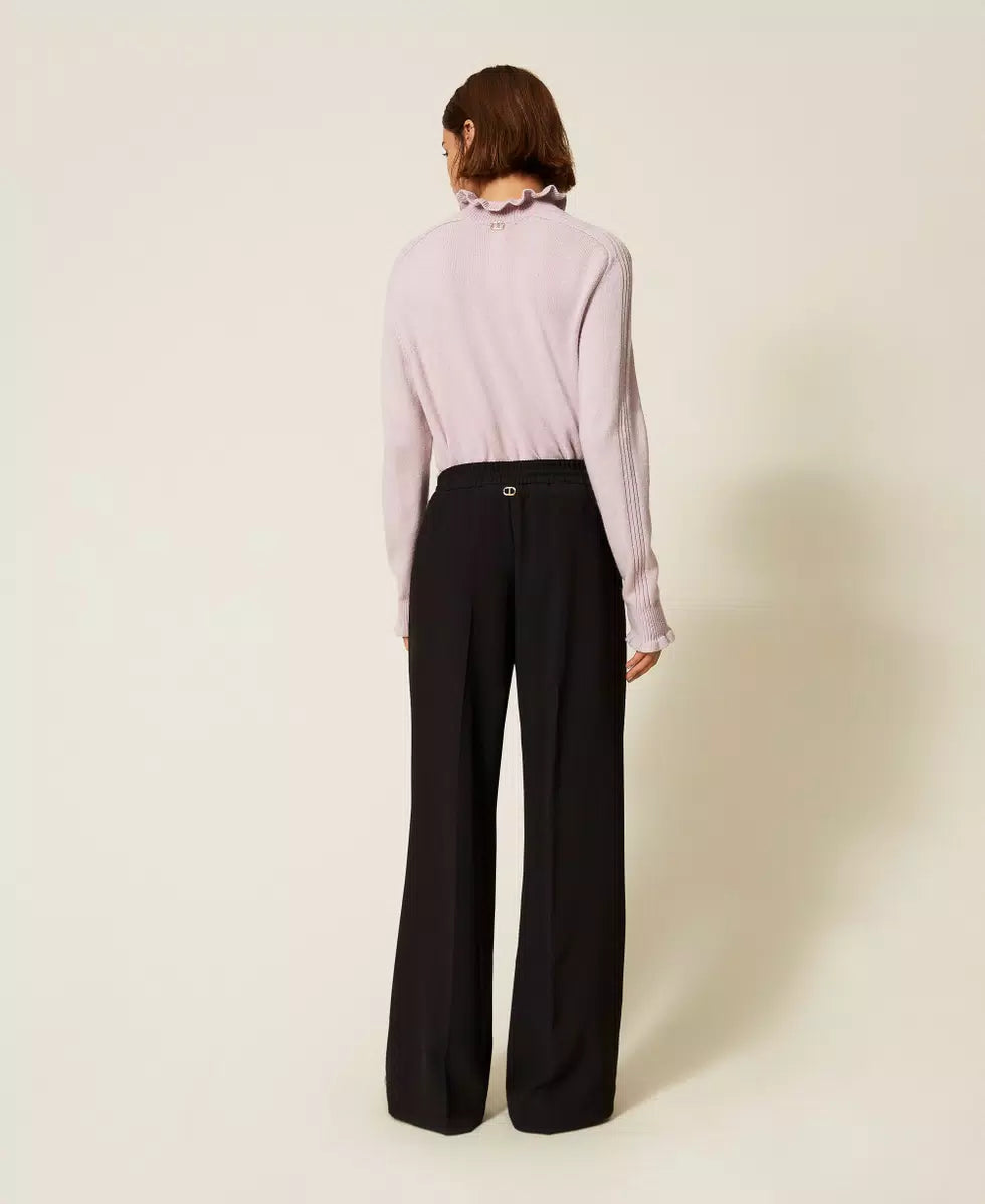 Pantaloni ampi in crêpe con coulisse TwinSet