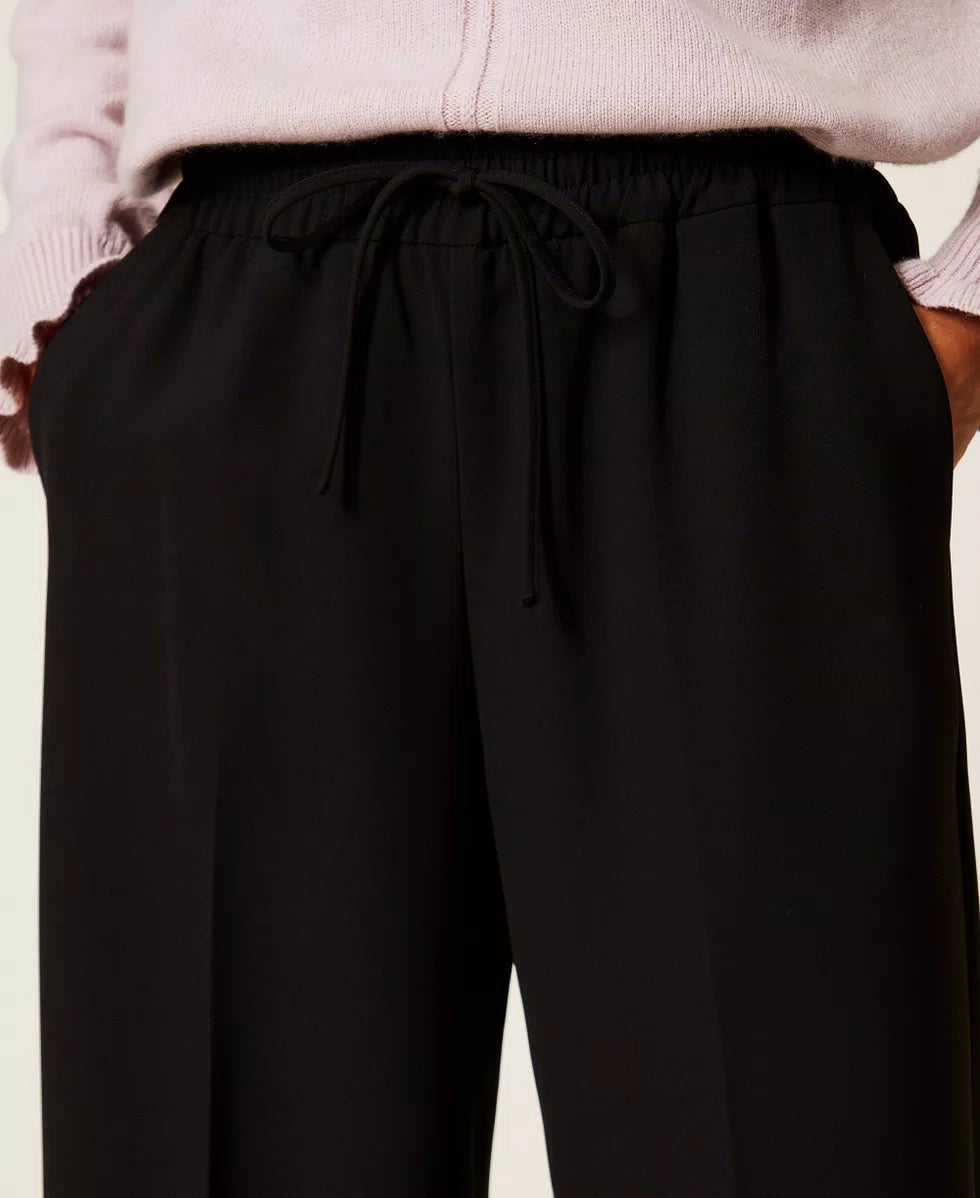 Pantaloni ampi in crêpe con coulisse TwinSet
