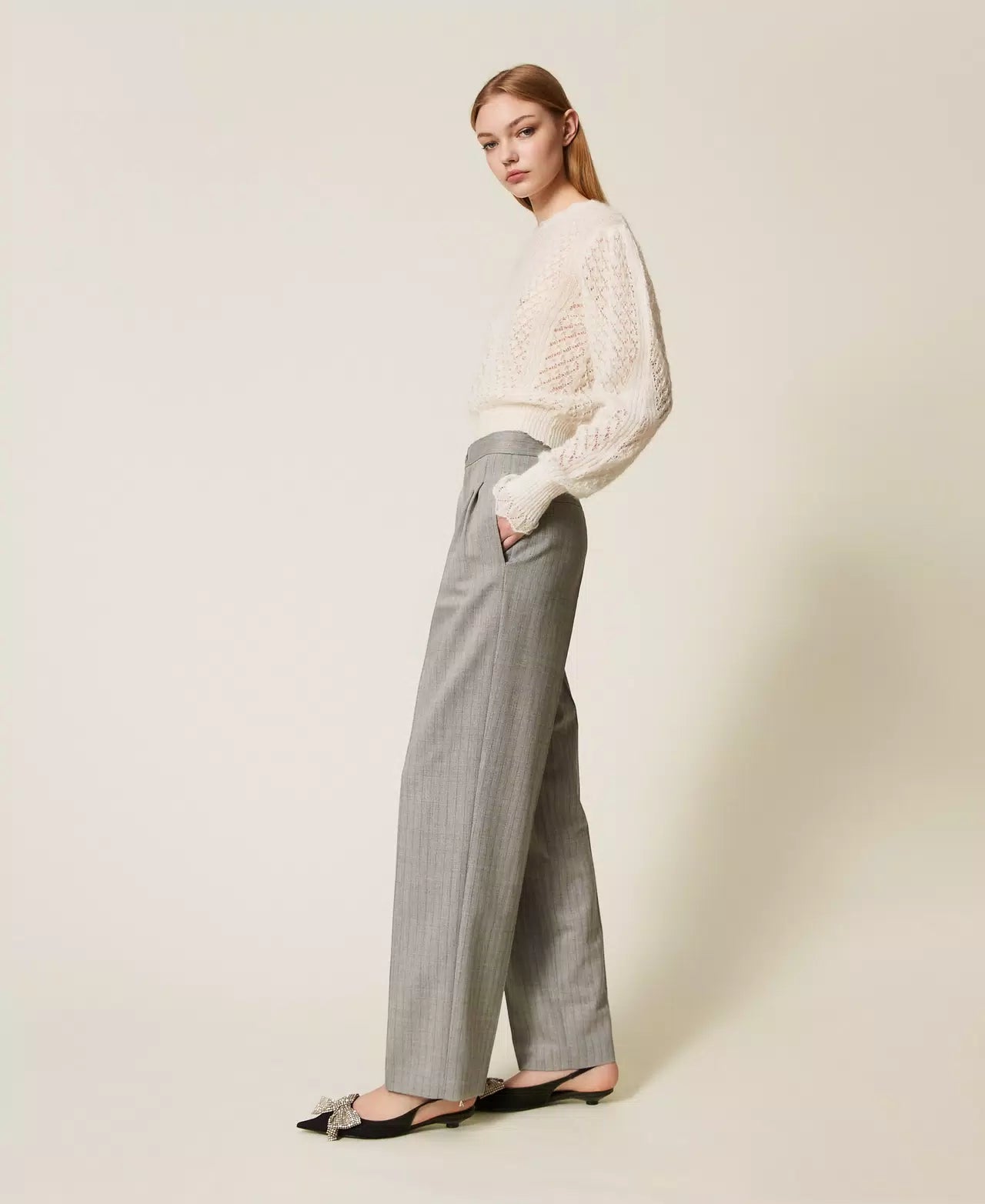 Pantaloni sartoriali in misto lana TwinSet