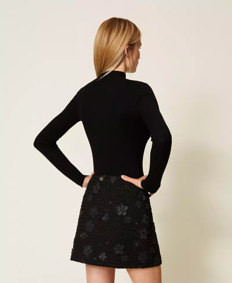 Maglia lupetto a coste TwinSet