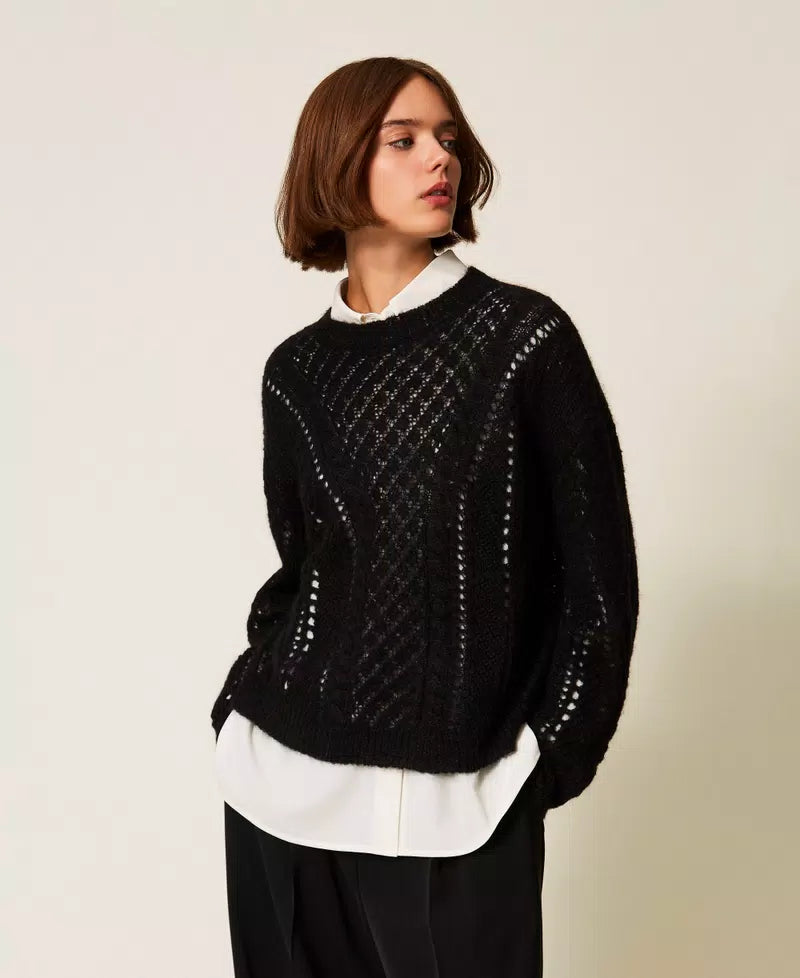 Maglia traforata in misto mohair TwinSet