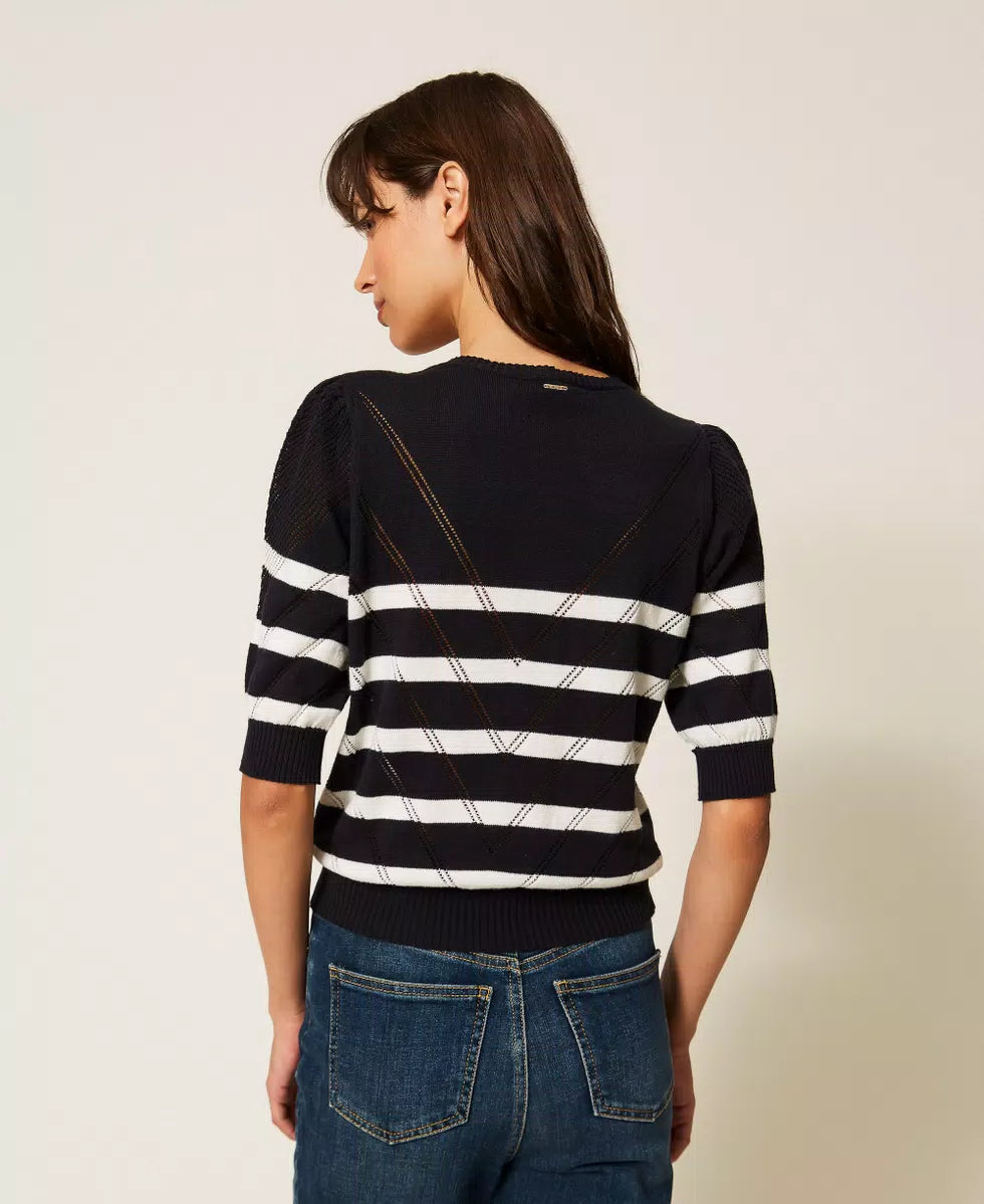 Maglia in cotone e cashmere a righe Twinset