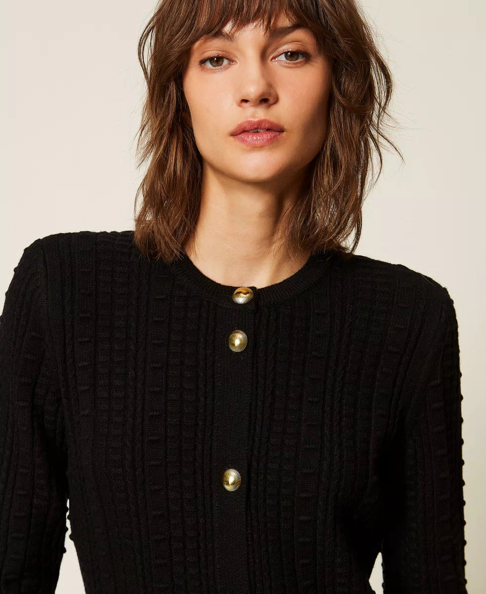Abito-cardigan corto con bottoni in metallo TwinSet
