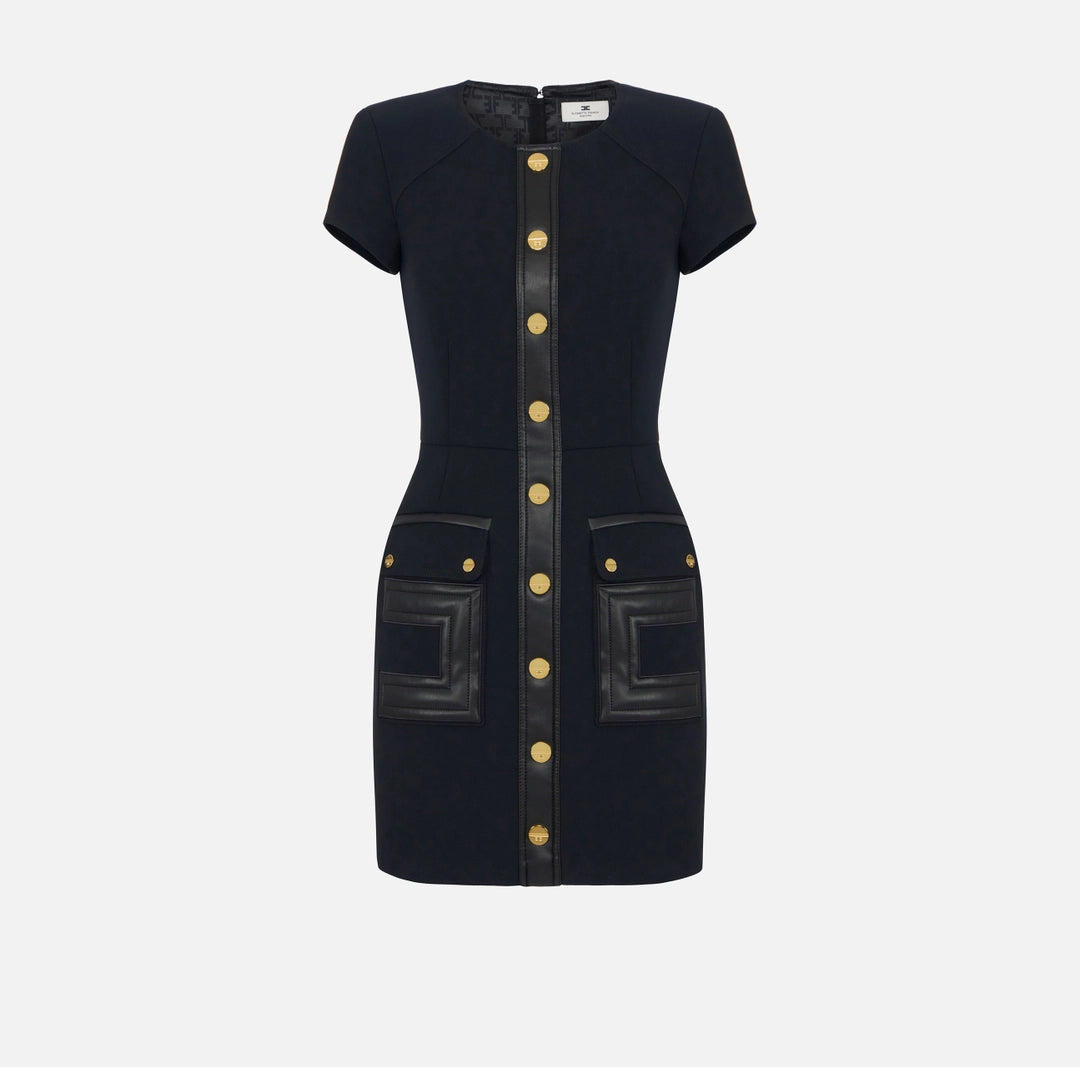 Abito in doppio crêpe con dettagli logo AB81957E2 Elisabetta Franchi