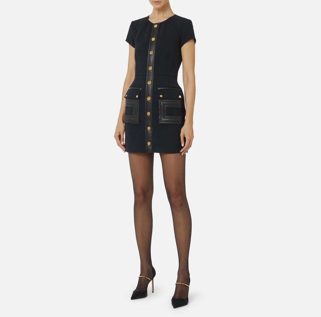 Abito in doppio crêpe con dettagli logo AB81957E2 Elisabetta Franchi
