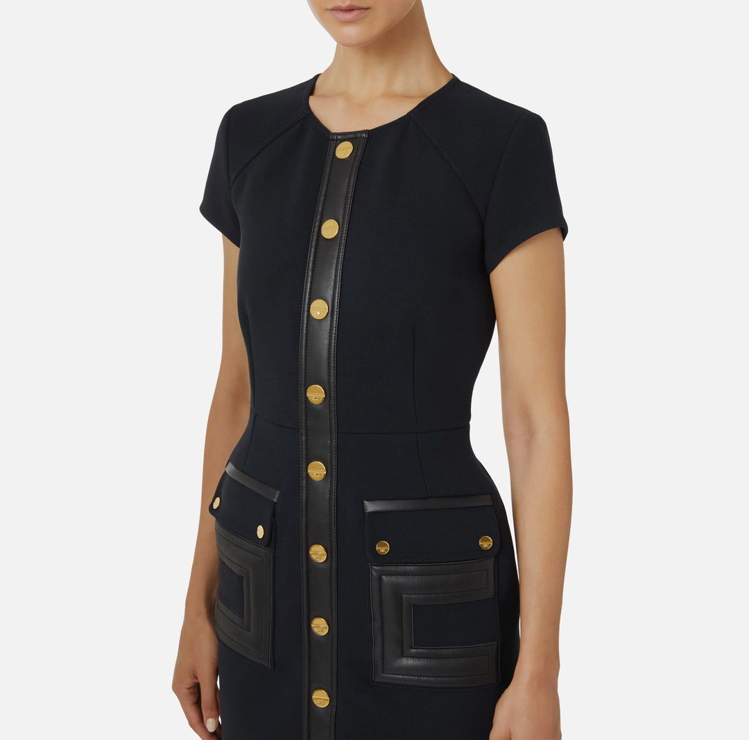 Abito in doppio crêpe con dettagli logo AB81957E2 Elisabetta Franchi