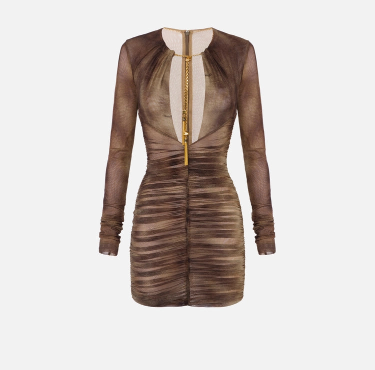 Abito in tulle con stampa pitone e collana AB87757E2 Elisabetta Franchi