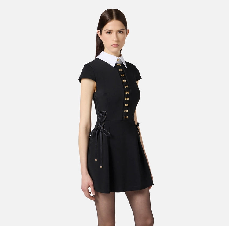 Mini abito in raso e popeline con ganci gioiello AB89957E2 Elisabetta Franchi