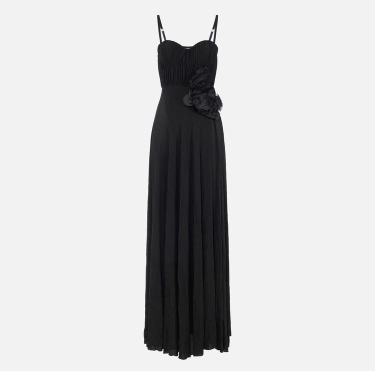 Abito Red Carpet in jersey lurex con fiore ricamato ABR2252E2 Elisabetta Franchi