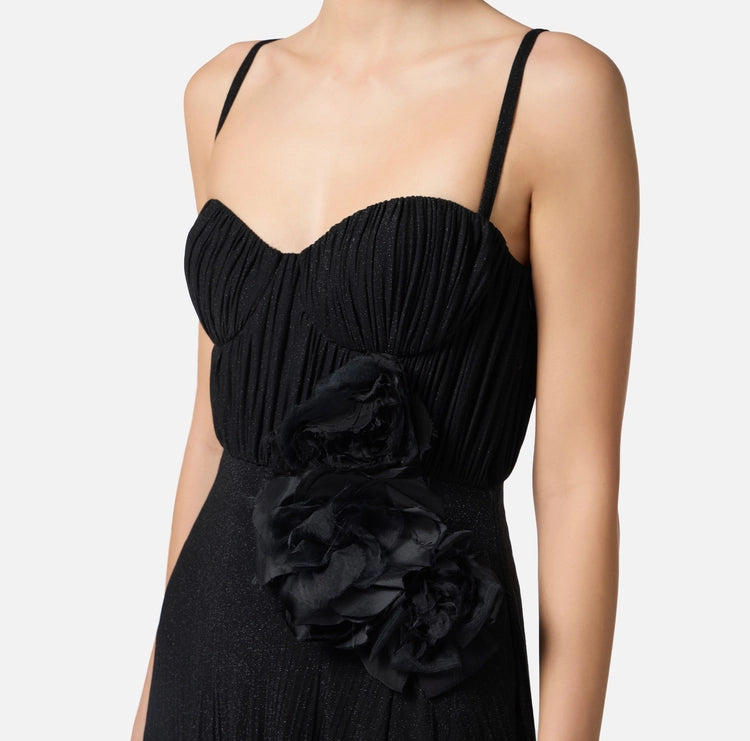 Abito Red Carpet in jersey lurex con fiore ricamato ABR2252E2 Elisabetta Franchi