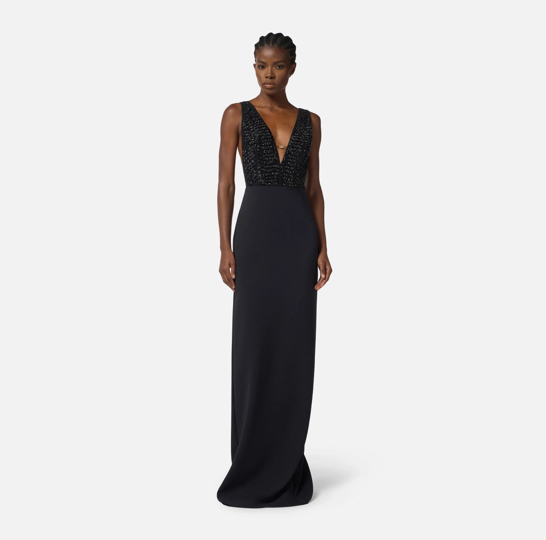 Abito Red Carpet in georgette e crêpe con cristalli ABR2457E2 Elisabetta Franchi