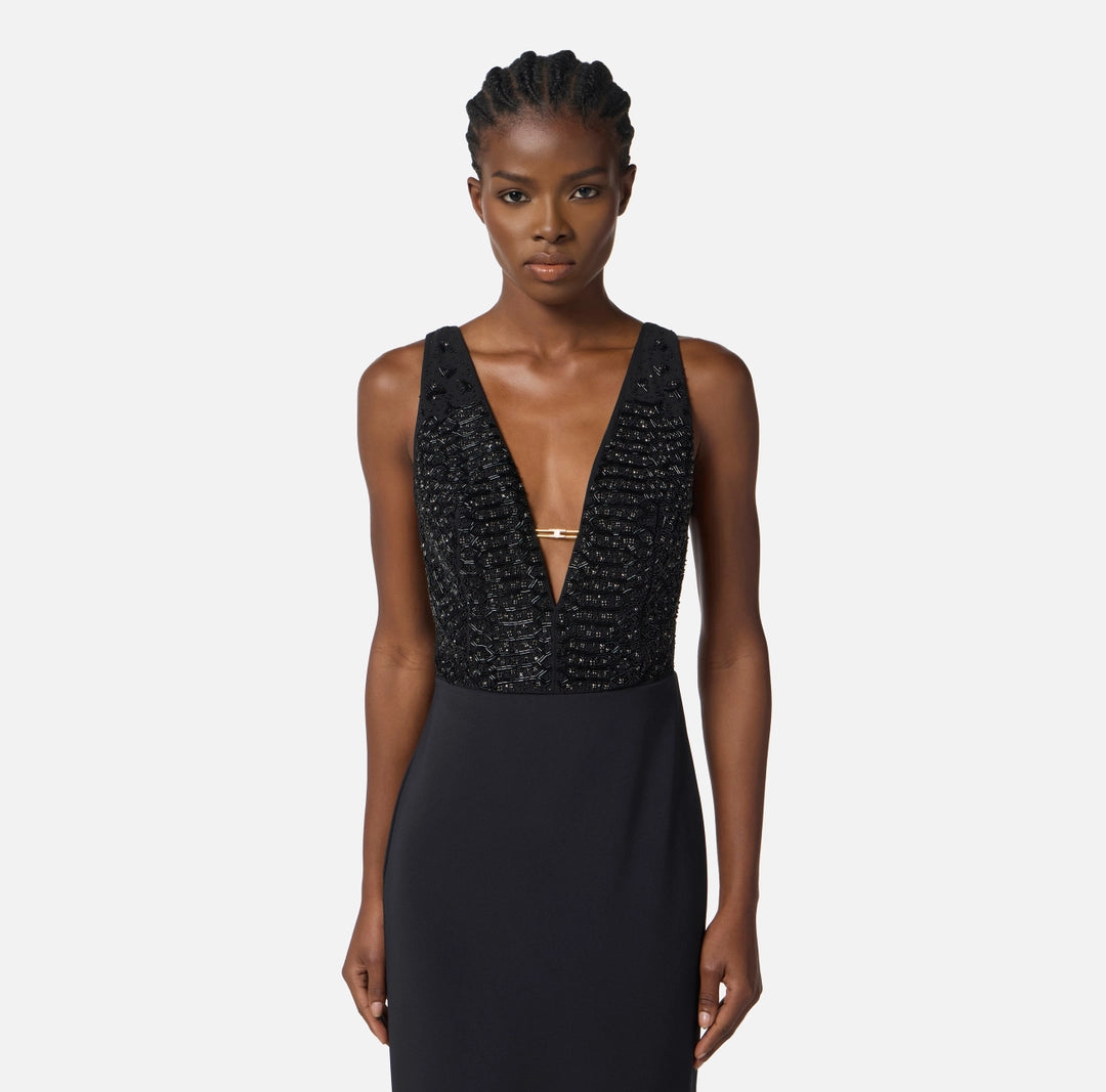 Abito Red Carpet in georgette e crêpe con cristalli ABR2457E2 Elisabetta Franchi