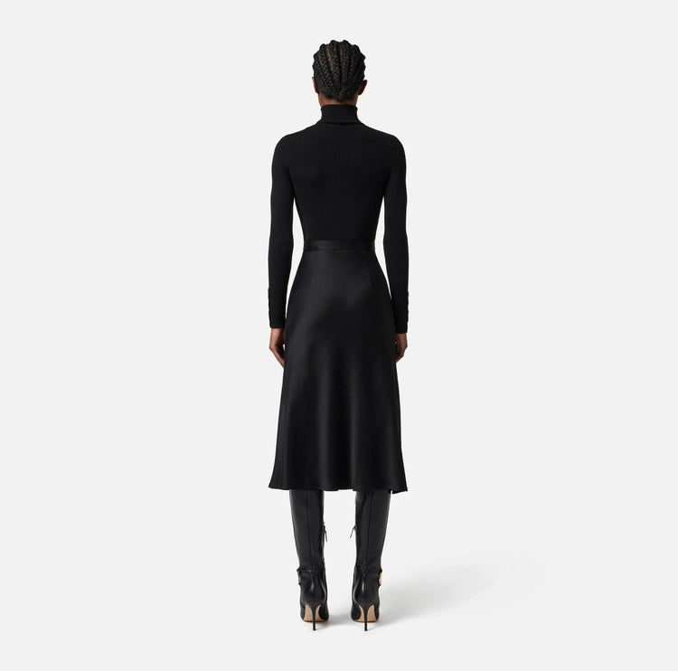 Abito in maglia a costine e raso con taschino AM06B56E2 Elisabetta Franchi