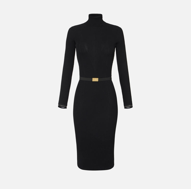 Abito in maglia a costine con cintura AM07B56E2 Elisabetta Franchi