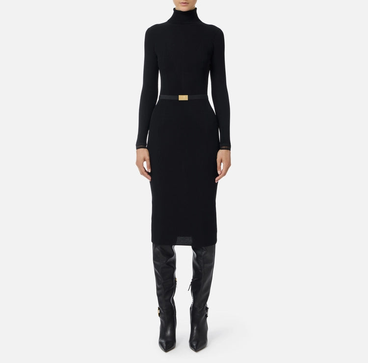 Abito in maglia a costine con cintura AM07B56E2 Elisabetta Franchi