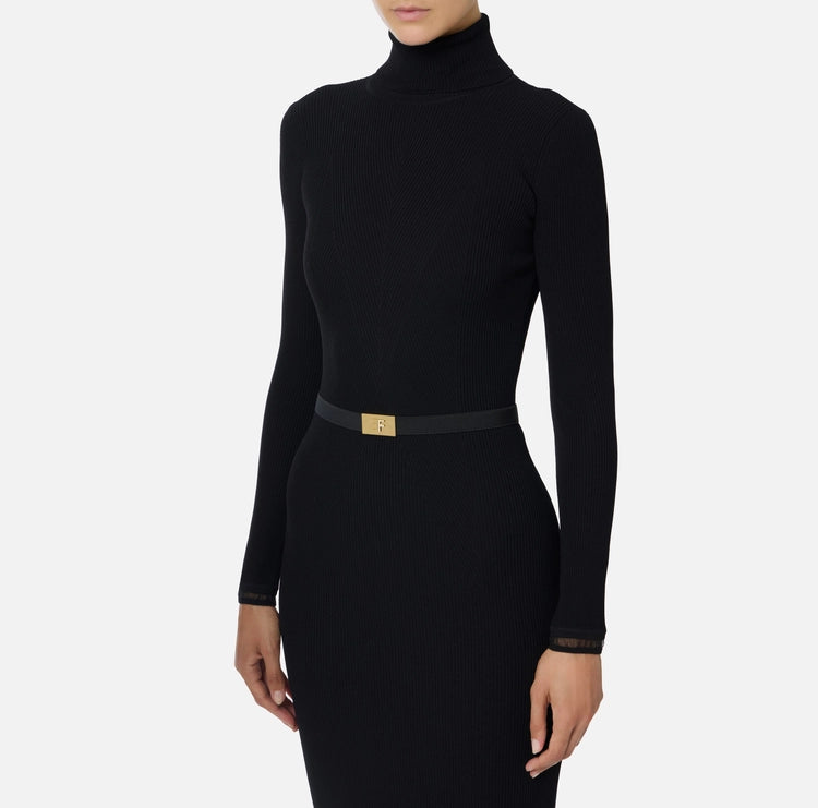 Abito in maglia a costine con cintura AM07B56E2 Elisabetta Franchi