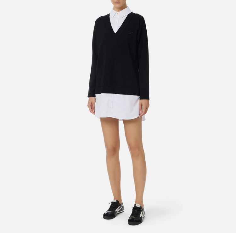 Abito in maglia di viscosa e popeline di cotone AM09T56E2 Elisabetta Franchi