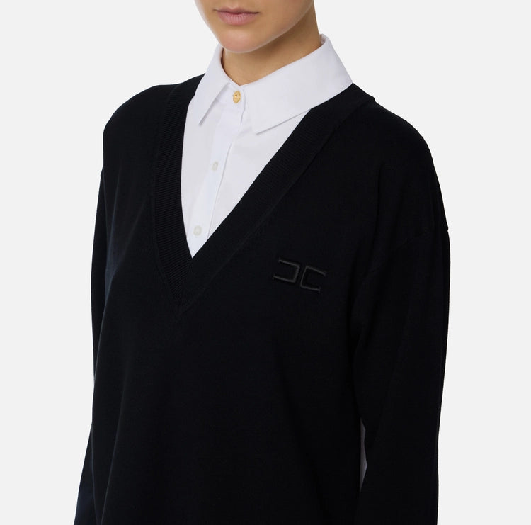 Abito in maglia di viscosa e popeline di cotone AM09T56E2 Elisabetta Franchi